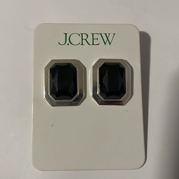 ❤️NWT J. Crew Crystal Earrings in Black & Silver Finish - Picture 5 of 5